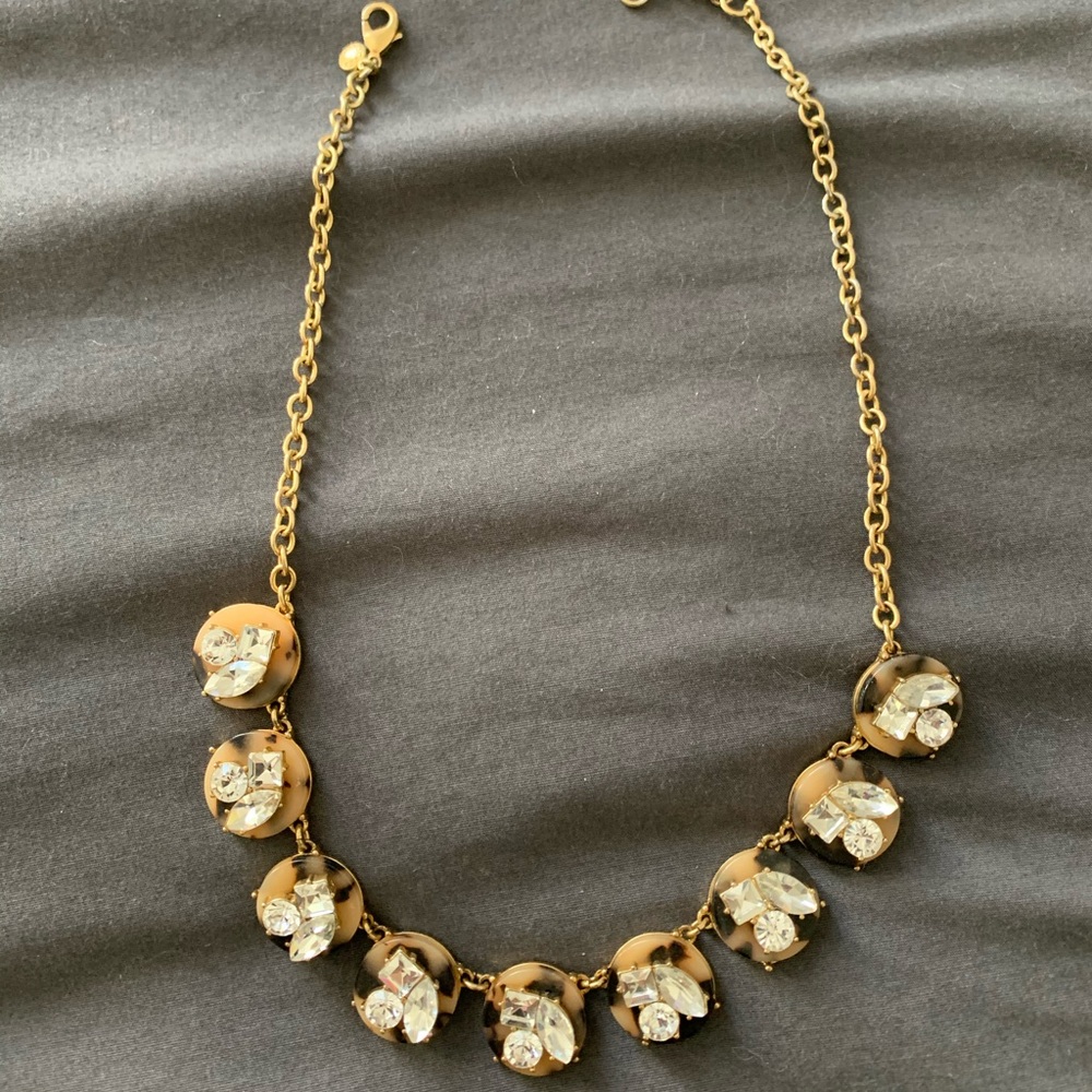 J Crew statement necklace leopard & diamond